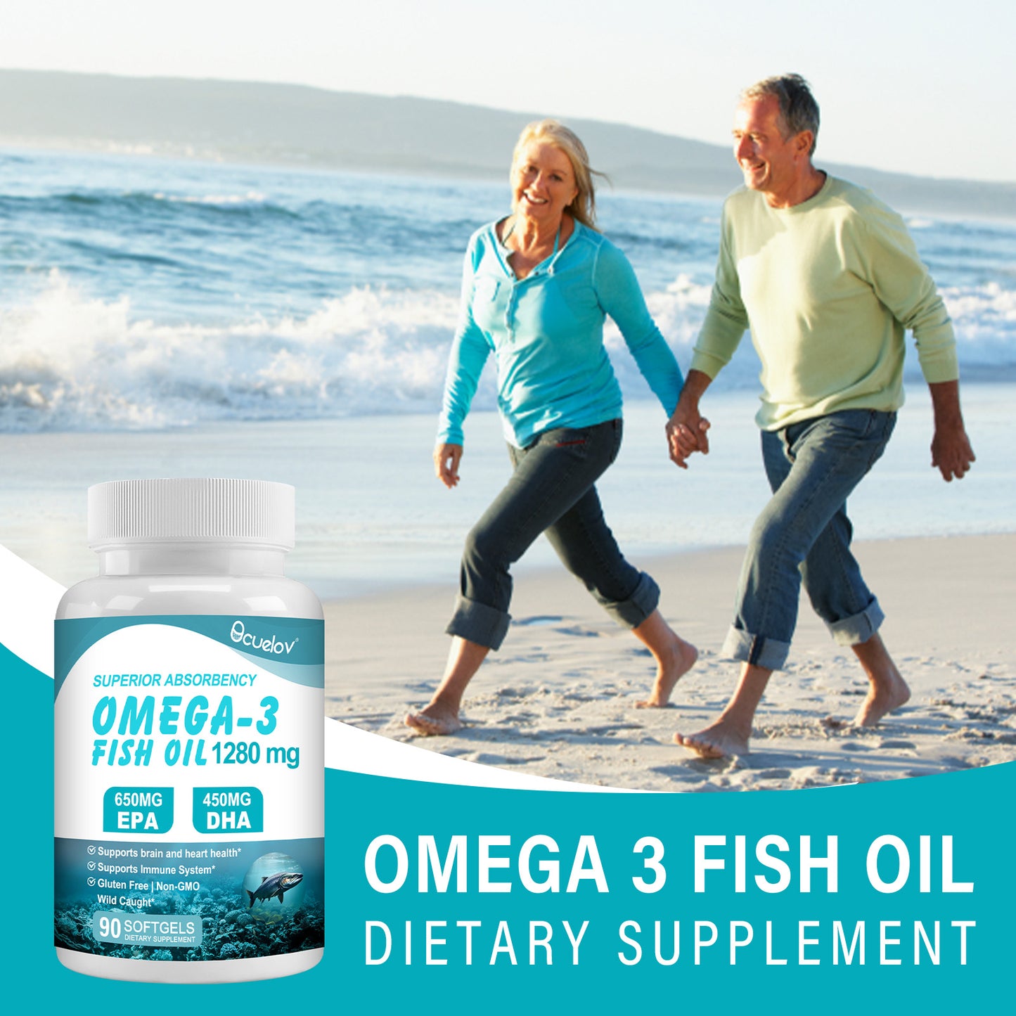 Bcuelov® Omega-3 Fish Oil – High-Potency EPA & DHA Support | 90 Softgels