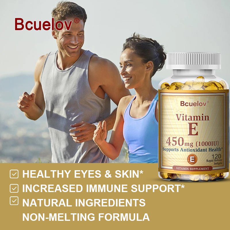 Bcuelov® Vitamin E 450 mg (1000 IU) Softgels – Antioxidant Support | 30/60/120 Count