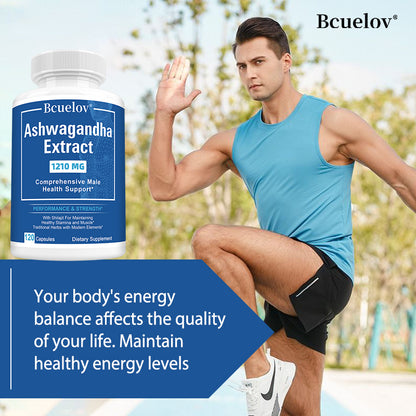Bcuelov® Natural Ashwagandha Extract 1210mg - Muscle Strength & Endurance Support (120 Capsules)