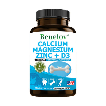 Bcuelov® Calcium Magnesium Zinc + D3 – Bone, Teeth & Muscle Support | 30 / 60 / 120 Capsules