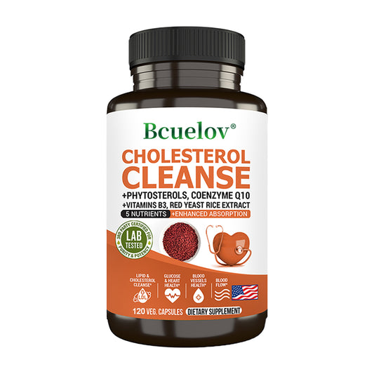 Bcuelov® Cholesterol Cleanse – Phytosterols, CoQ10 & Red Yeast Rice Extract for Heart Health Support | 30 / 60 / 120 Capsules