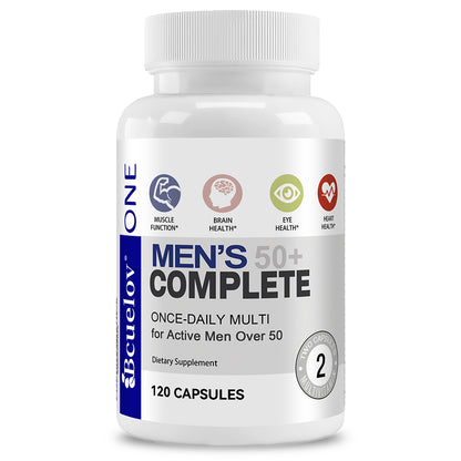 Bcuelov® Men’s 50+ Complete – Daily Multivitamin for Active Men Over 50 | 30 / 60 / 120 Capsules