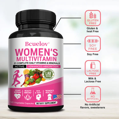 Bcuelov® Women’s Multivitamin – Daily Vitamins & Minerals | 30 / 60 / 120 Capsules