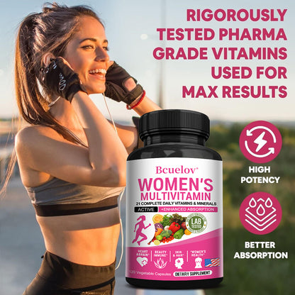 Bcuelov® Women’s Multivitamin – Daily Vitamins & Minerals | 30 / 60 / 120 Capsules