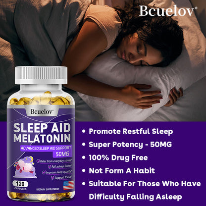 Bcuelov® Melatonin 50mg Sleep Aid – Advanced Sleep Support Capsules | 30 / 60 / 120 Capsules