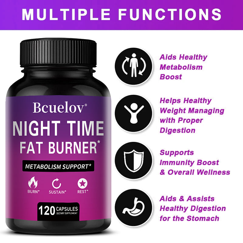 Bcuelov® Night Time Metabolism Support – Fat Burner Capsules | 30 / 60 / 120 Capsules
