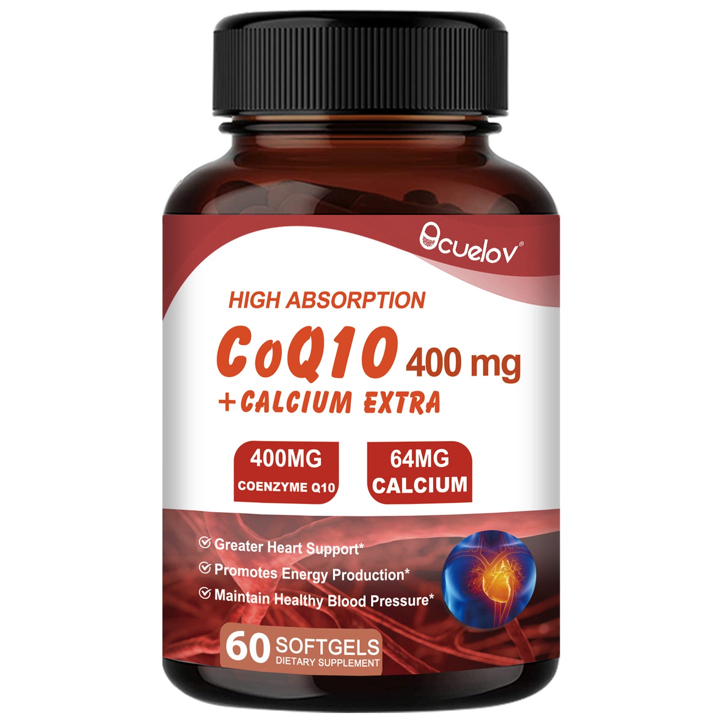 Bcuelov® High-Potency CoQ10 – 400mg Energy & Heart Support | 60 Softgels