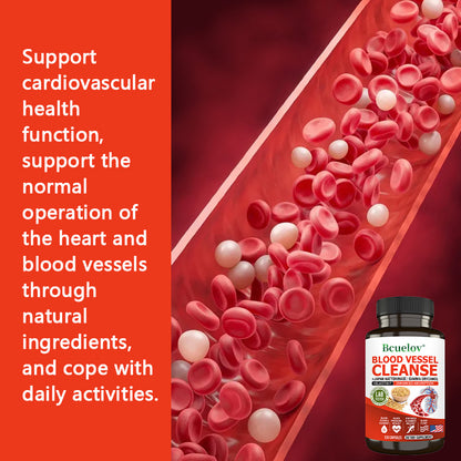 Bcuelov® Blood Vessel Cleanse – Nattokinase, Gamma Oryzanol & Elastin for Blood Vessel & Circulation Support | 30 / 60 / 120 Capsules