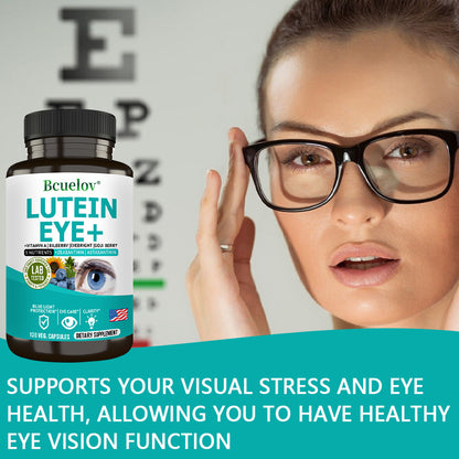 Bcuelov® Lutein Eye+ – 9-Nutrient Eye & Vision Support with Zeaxanthin, Astaxanthin & Bilberry | 30 / 60 / 120 Capsules