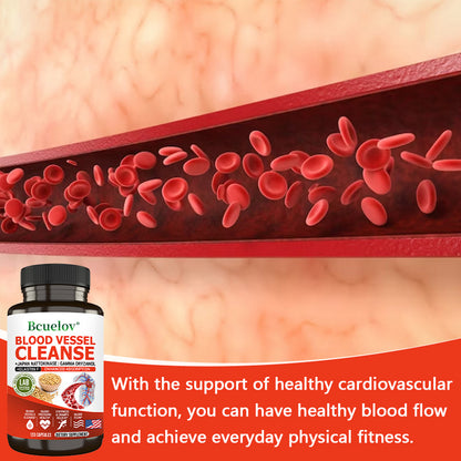 Bcuelov® Blood Vessel Cleanse – Nattokinase, Gamma Oryzanol & Elastin for Blood Vessel & Circulation Support | 30 / 60 / 120 Capsules