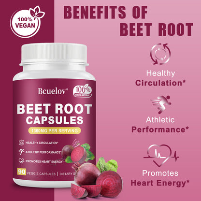 Bcuelov® Natural Beetroot Capsules – Boost Endurance & Support Healthy Blood Pressure