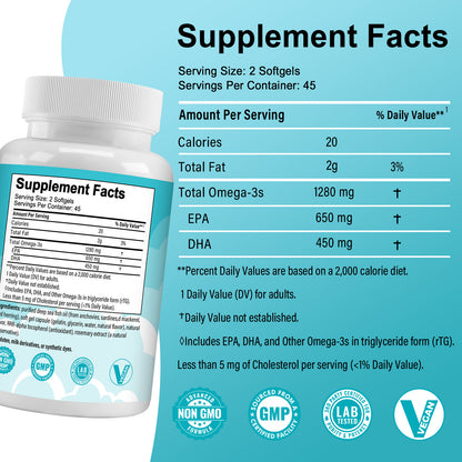 Bcuelov® Omega-3 Fish Oil – High-Potency EPA & DHA Support | 90 Softgels