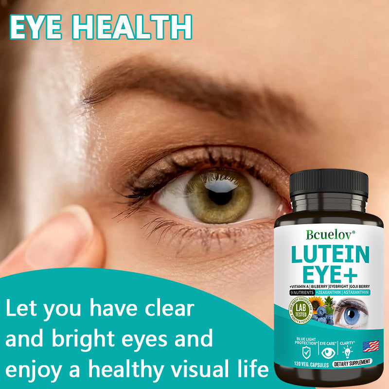 Bcuelov® Lutein Eye+ – 9-Nutrient Eye & Vision Support with Zeaxanthin, Astaxanthin & Bilberry | 30 / 60 / 120 Capsules