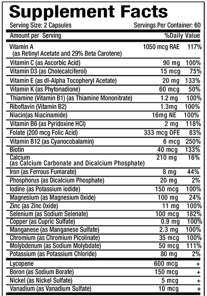 Bcuelov® Men’s 50+ Complete – Daily Multivitamin for Active Men Over 50 | 30 / 60 / 120 Capsules