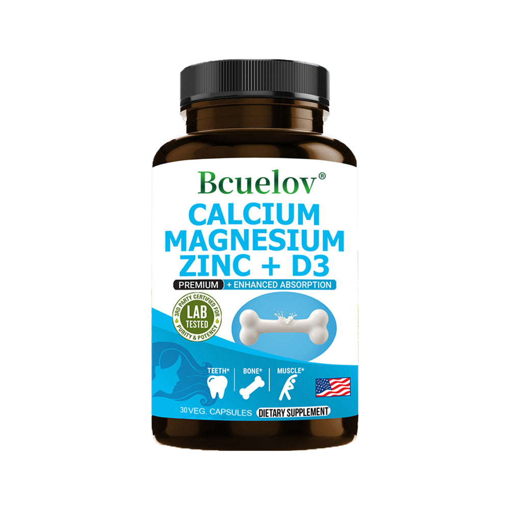 Bcuelov® Calcium Magnesium Zinc + D3 – Bone, Teeth & Muscle Support | 30 / 60 / 120 Capsules