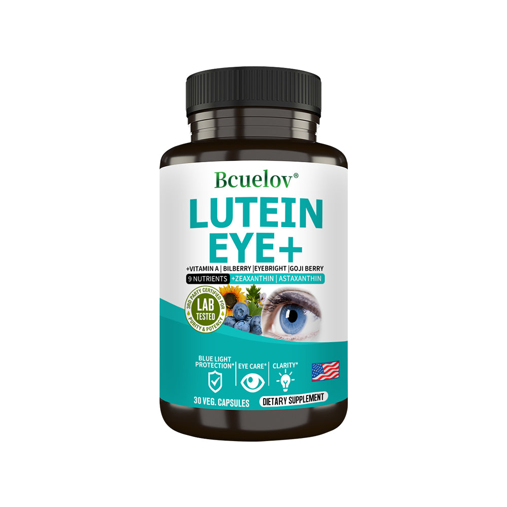 Bcuelov® Lutein Eye+ – 9-Nutrient Eye & Vision Support with Zeaxanthin, Astaxanthin & Bilberry | 30 / 60 / 120 Capsules