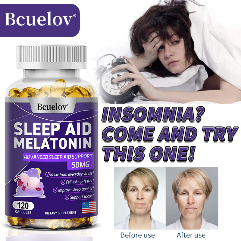 Bcuelov® Melatonin 50mg Sleep Aid – Advanced Sleep Support Capsules | 30 / 60 / 120 Capsules