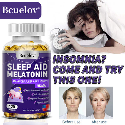 Bcuelov® Melatonin 50mg Sleep Aid – Advanced Sleep Support Capsules | 30 / 60 / 120 Capsules