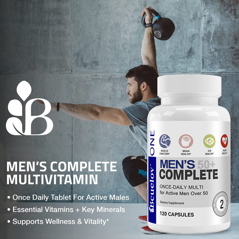 Bcuelov® Men’s 50+ Complete – Daily Multivitamin for Active Men Over 50 | 30 / 60 / 120 Capsules