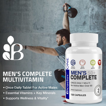 Bcuelov® Men’s 50+ Complete – Daily Multivitamin for Active Men Over 50 | 30 / 60 / 120 Capsules