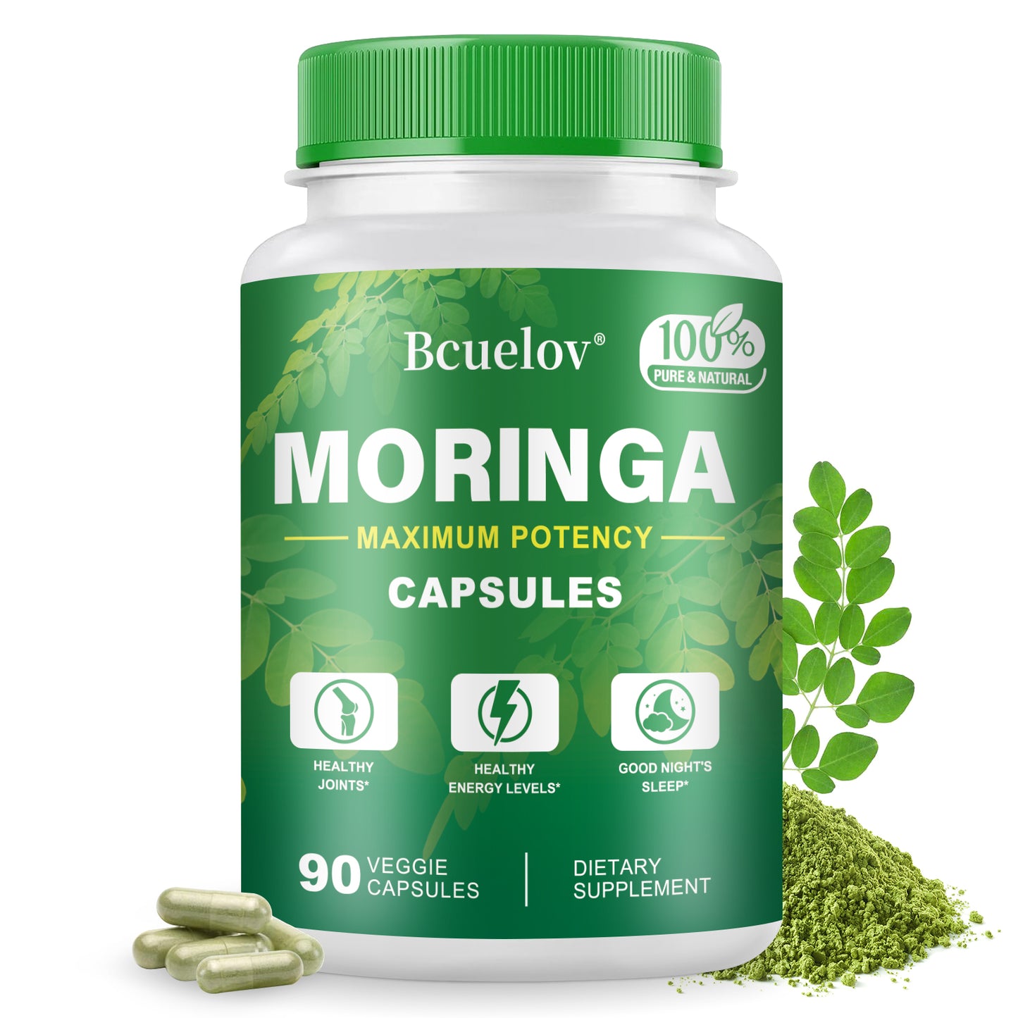 Bcuelov Moringa Capsules Natural Vitamins & Amino Acids for Energy Boost
