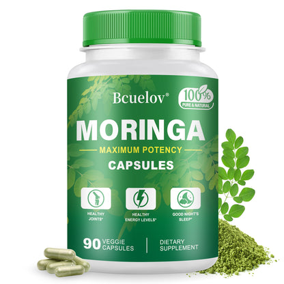 Bcuelov Moringa Capsules Natural Vitamins & Amino Acids for Energy Boost
