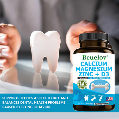 Bcuelov® Calcium Magnesium Zinc + D3 – Bone, Teeth & Muscle Support | 30 / 60 / 120 Capsules