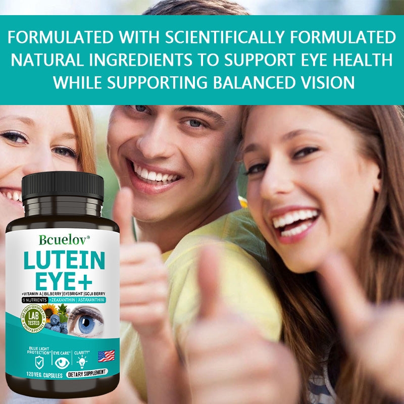 Bcuelov® Lutein Eye+ – 9-Nutrient Eye & Vision Support with Zeaxanthin, Astaxanthin & Bilberry | 30 / 60 / 120 Capsules