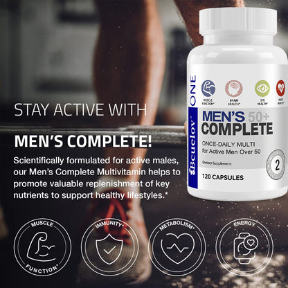 Bcuelov® Men’s 50+ Complete – Daily Multivitamin for Active Men Over 50 | 30 / 60 / 120 Capsules
