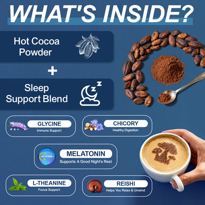 Bcuelov® Mushroom Hot Cocoa, Cocoa Powder with Reishi Mushroom, Melatonin, etc