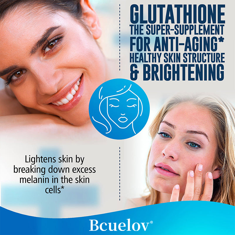 Bcuelov® NAC + Glutathione – N-Acetyl-L-Cysteine, L-Glutathione & Vitamin C for Antioxidant & Skin Health Support | 30 / 60 / 120 Capsules