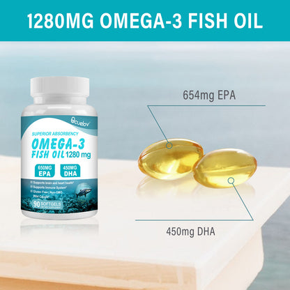 Bcuelov® Omega-3 Fish Oil – High-Potency EPA & DHA Support | 90 Softgels