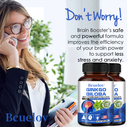 Bcuelov® Ginkgo Biloba 5000mg – Brain & Memory Support with B Vitamins | 30 / 60 / 120 Capsules