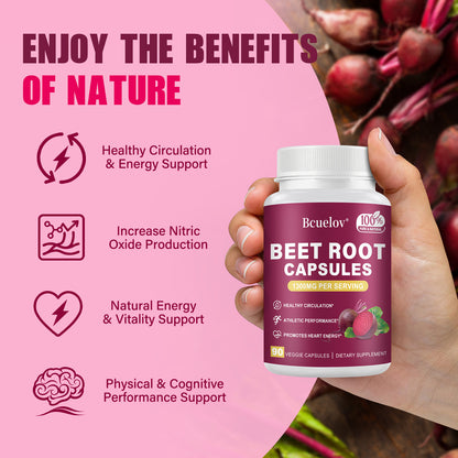 Bcuelov® Natural Beetroot Capsules – Boost Endurance & Support Healthy Blood Pressure