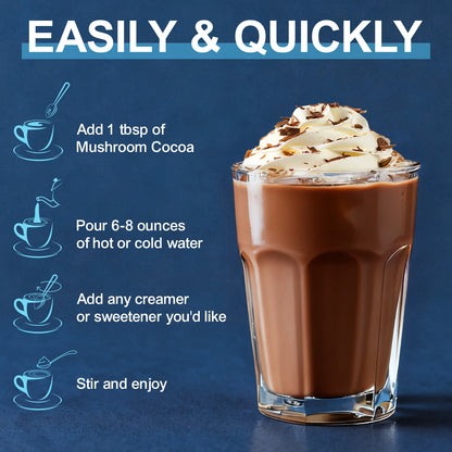 Bcuelov® Mushroom Hot Cocoa, Cocoa Powder with Reishi Mushroom, Melatonin, etc