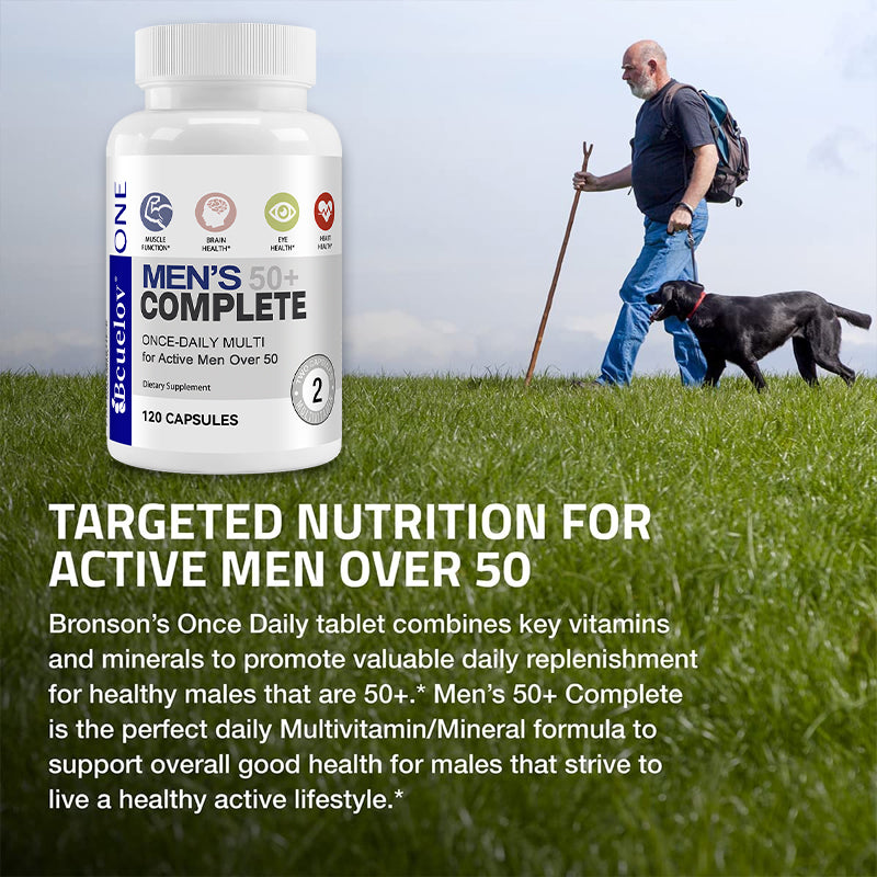Bcuelov® Men’s 50+ Complete – Daily Multivitamin for Active Men Over 50 | 30 / 60 / 120 Capsules