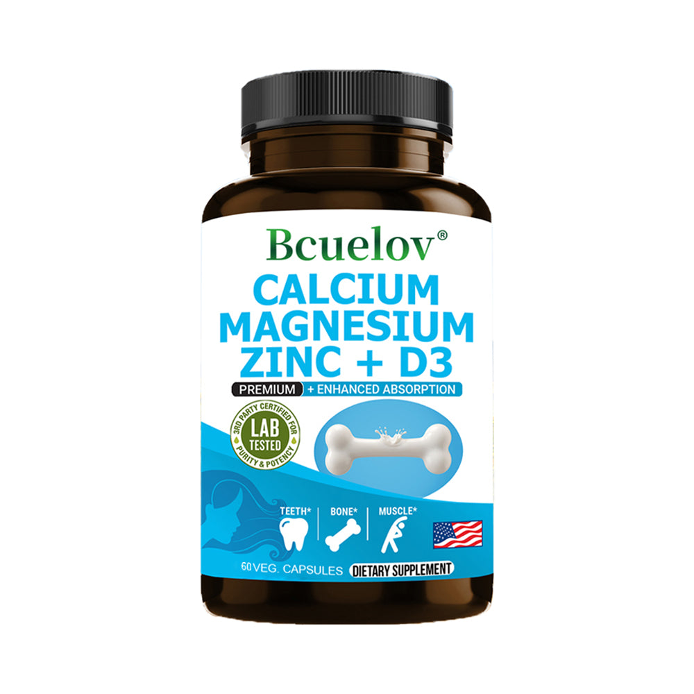 Bcuelov® Calcium Magnesium Zinc + D3 – Bone, Teeth & Muscle Support | 30 / 60 / 120 Capsules