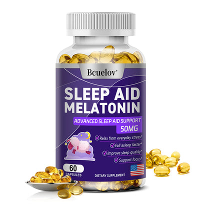 Bcuelov® Melatonin 50mg Sleep Aid – Advanced Sleep Support Capsules | 30 / 60 / 120 Capsules