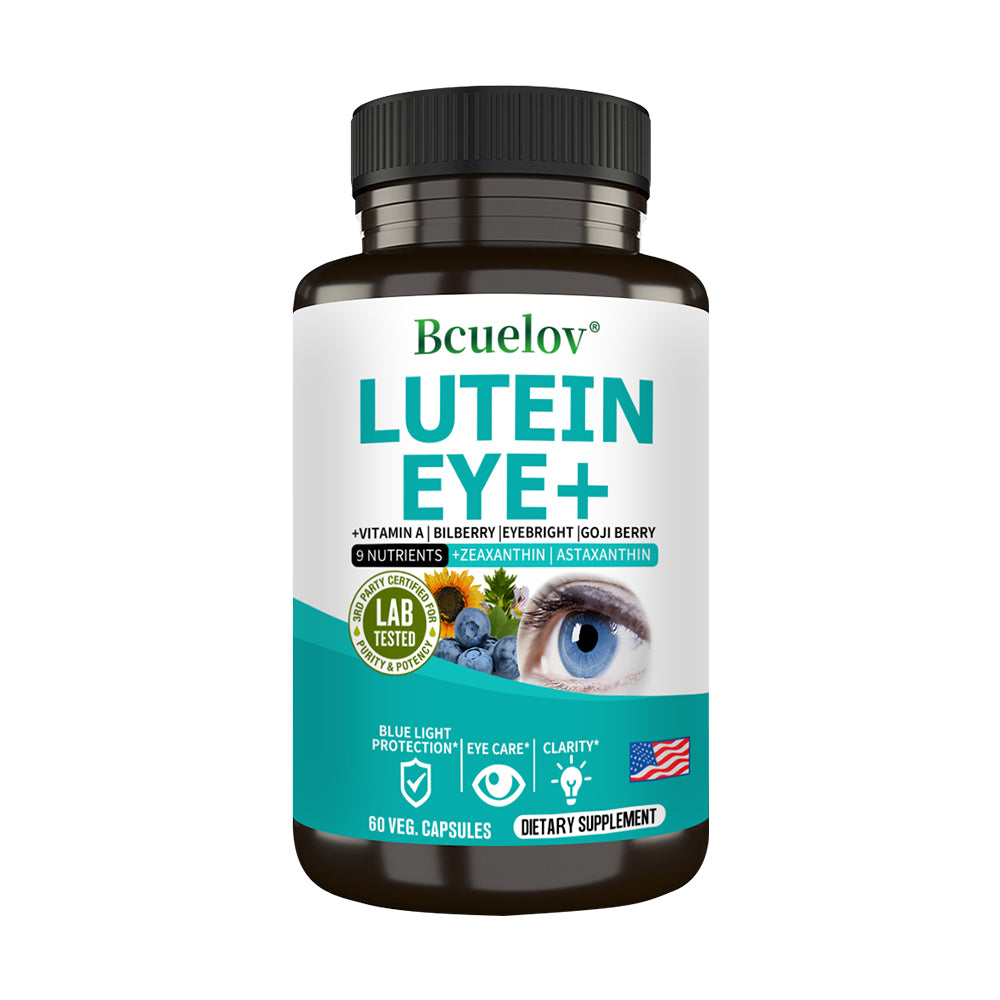 Bcuelov® Lutein Eye+ – 9-Nutrient Eye & Vision Support with Zeaxanthin, Astaxanthin & Bilberry | 30 / 60 / 120 Capsules