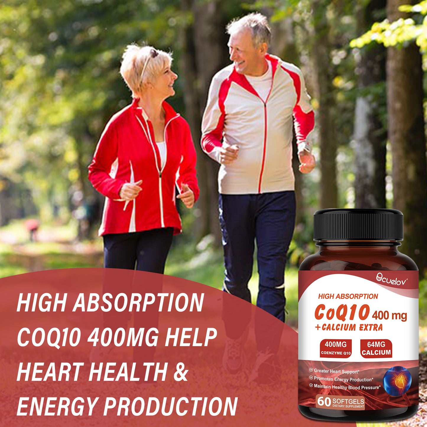 Bcuelov® High-Potency CoQ10 – 400mg Energy & Heart Support | 60 Softgels