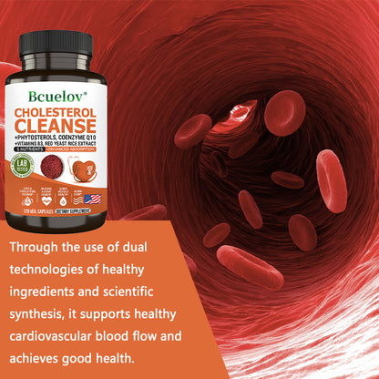 Bcuelov® Cholesterol Cleanse – Phytosterols, CoQ10 & Red Yeast Rice Extract for Heart Health Support | 30 / 60 / 120 Capsules