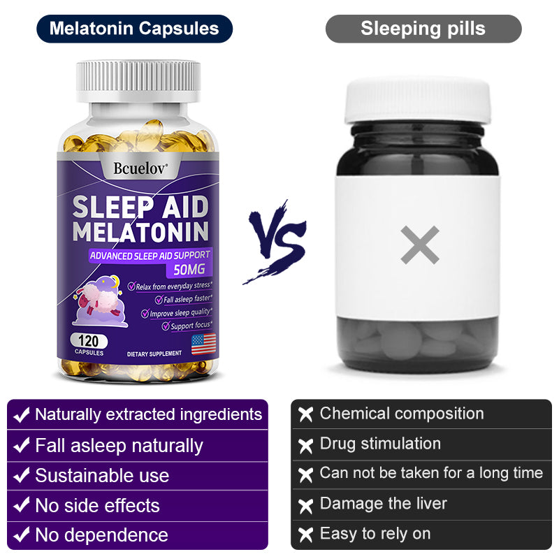 Bcuelov® Melatonin 50mg Sleep Aid – Advanced Sleep Support Capsules | 30 / 60 / 120 Capsules