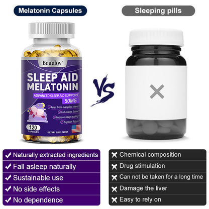Bcuelov® Melatonin 50mg Sleep Aid – Advanced Sleep Support Capsules | 30 / 60 / 120 Capsules