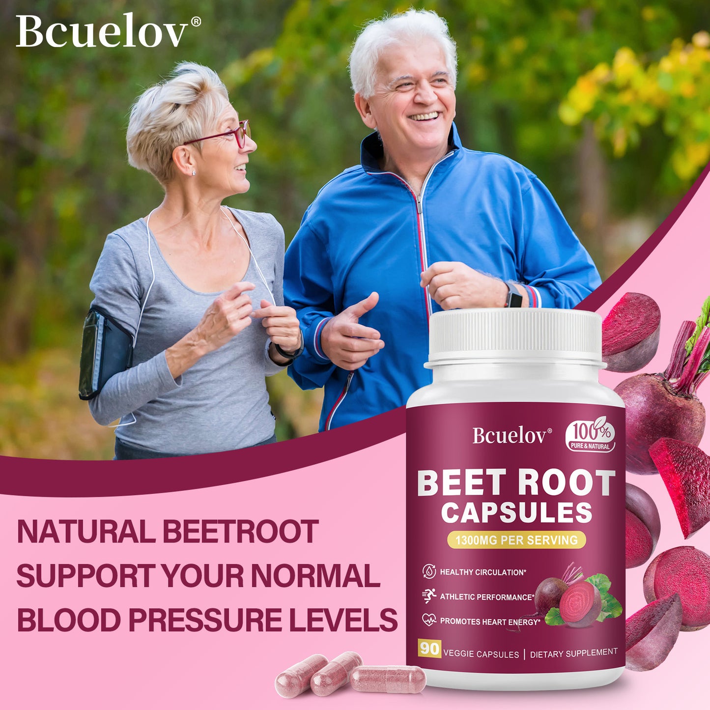 Bcuelov® Natural Beetroot Capsules – Boost Endurance & Support Healthy Blood Pressure