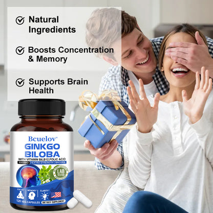 Bcuelov® Ginkgo Biloba 5000mg – Brain & Memory Support with B Vitamins | 30 / 60 / 120 Capsules