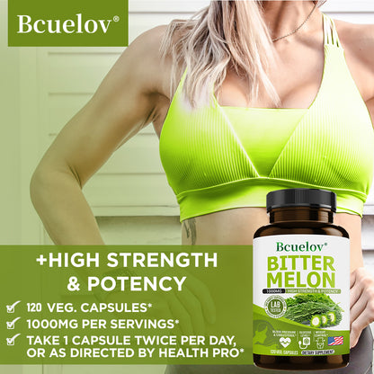 Bcuelov® Bcuelov Bitter Melon 1000mg Capsules – High Strength & Potency Supplement | 30 / 60 / 120 Capsules
