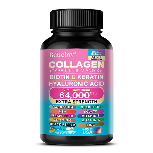 Bcuelov® Multi-Type Collagen – Biotin, Keratin & Hyaluronic Acid Support | 30 / 60 / 120 Capsules