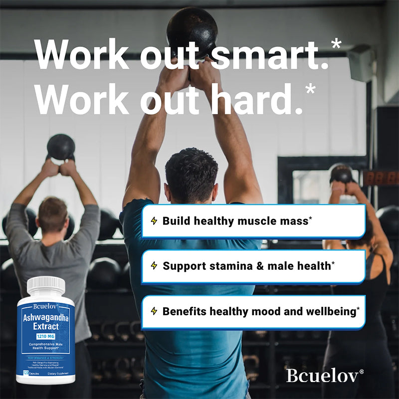 Bcuelov® Natural Ashwagandha Extract 1210mg - Muscle Strength & Endurance Support (120 Capsules)