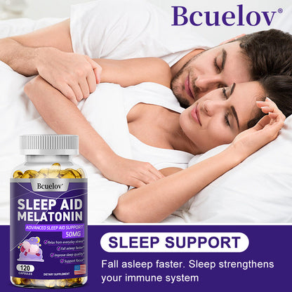 Bcuelov® Melatonin 50mg Sleep Aid – Advanced Sleep Support Capsules | 30 / 60 / 120 Capsules