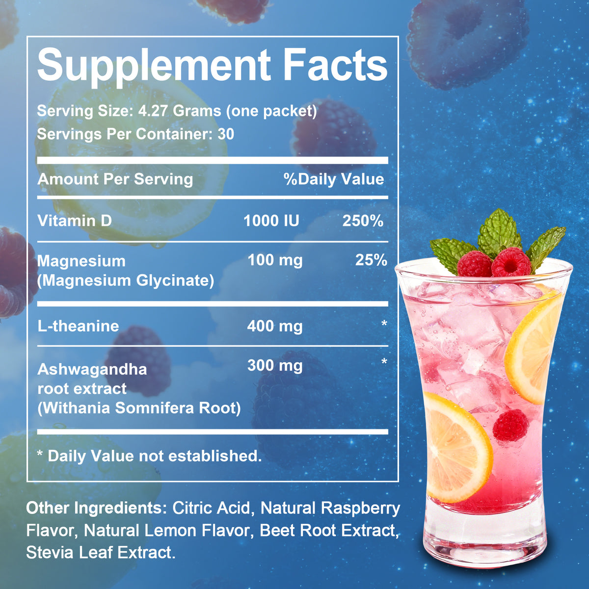 Bcuelov® On-the-Go Cortisol Drink – Raspberry Lemonade, 30 Ct, Sleep & Calm